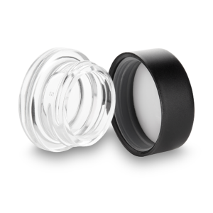 Black Plastic Lid Clear Glass Base 5ml Round Concentrate Jar