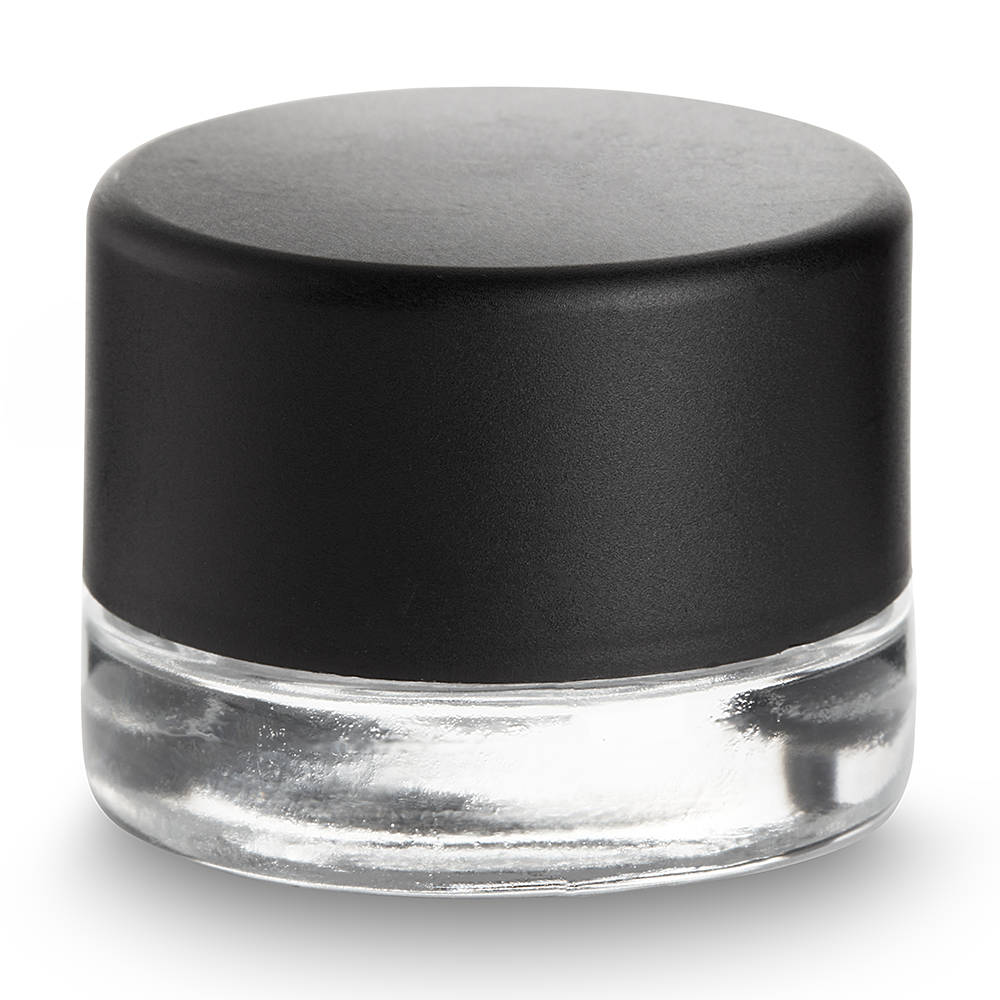 Black Plastic Lid Clear Glass Base 9ml Round Concentrate Jar