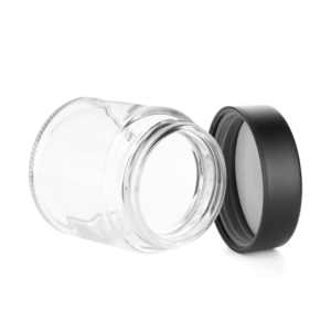 Black Lid Clear Base 3oz Flower Jar