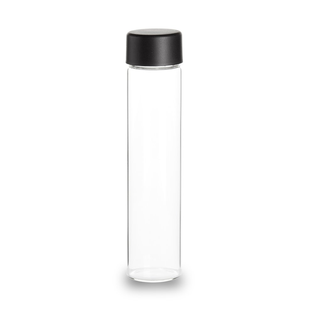 115ml CR glass tube wide mouth opening black lid