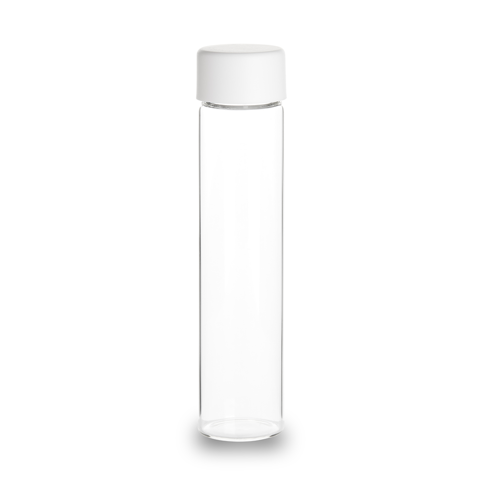 115ml CR Glass Tube Wide Mouth Opening White Lid