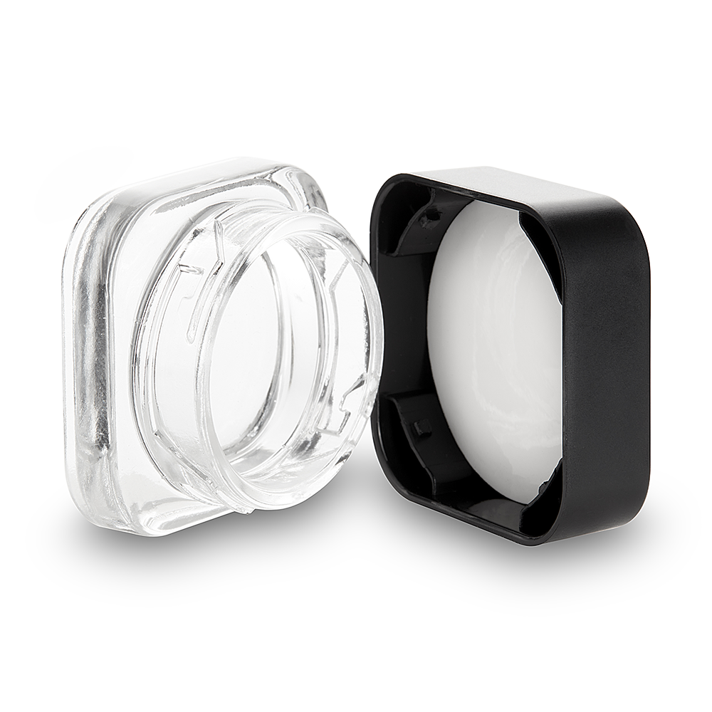 Black Plastic Lid Clear Base 9ml Square Concentrate Jar 0.41/unit