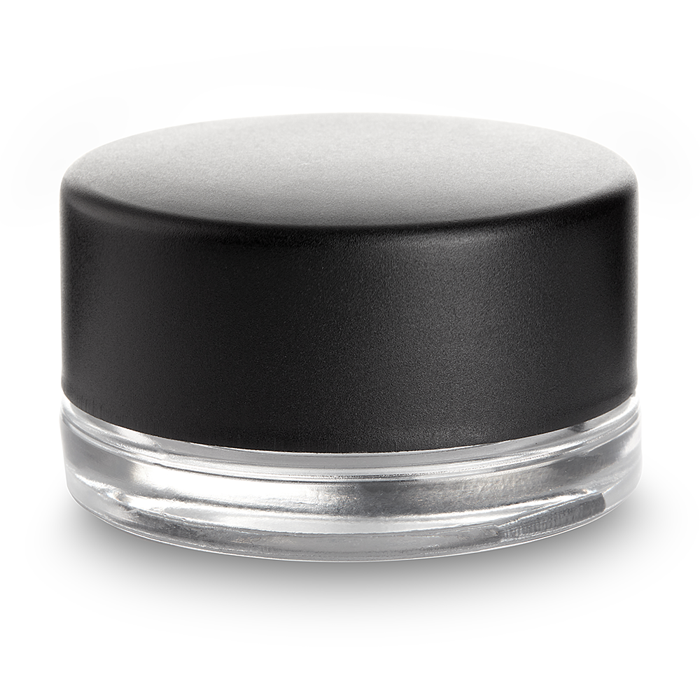 Black Plastic Lid Clear Glass Base 5ml Round Concentrate Jar