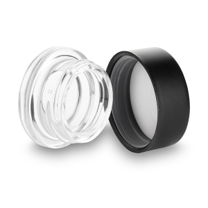 Black Plastic Lid Clear Glass Base 5ml Round Concentrate Jar