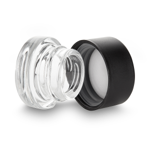Black Plastic Lid Clear Glass Base 9ml Round Concentrate Jar
