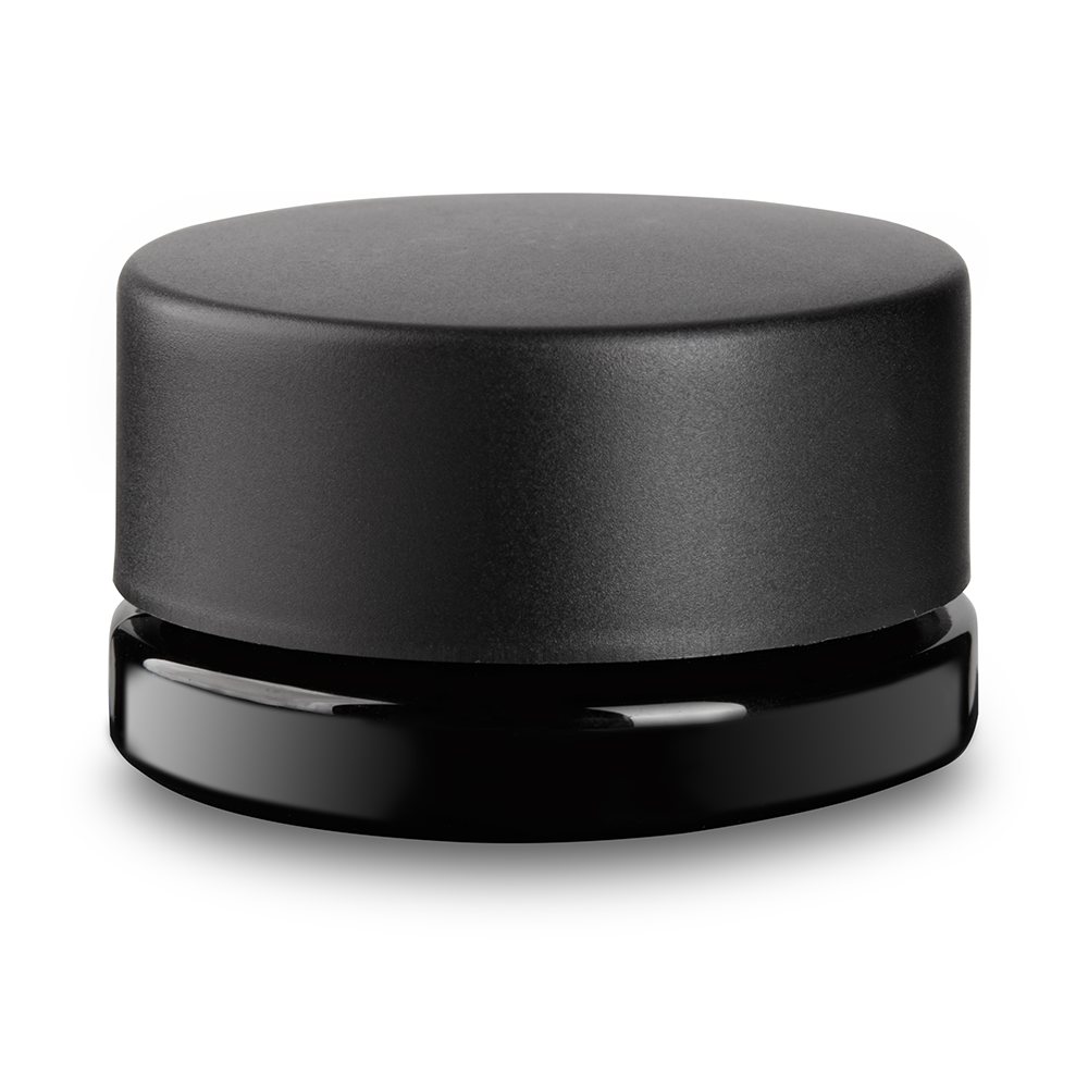 Black Plastic Lid Black Glass Base 5ml Round Concentrate Jar