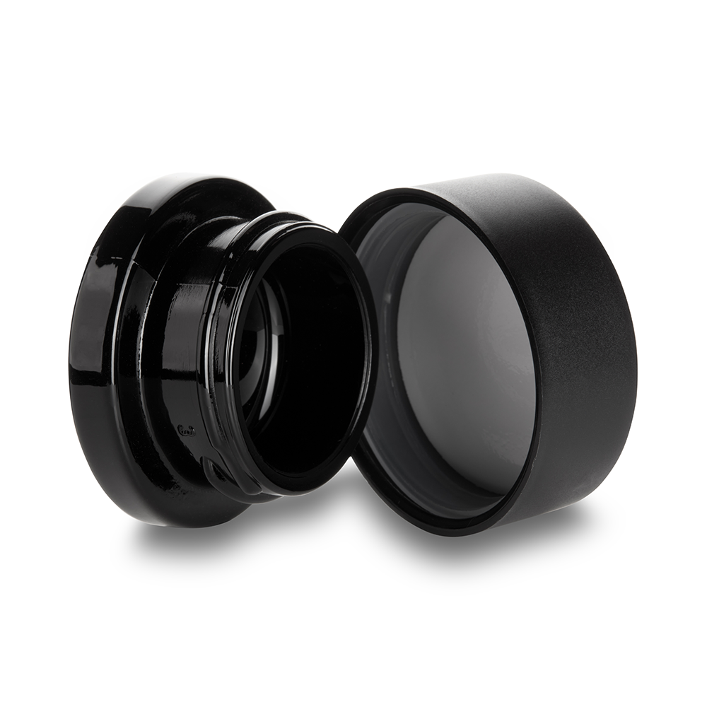 Black Plastic Lid Black Glass Base 5ml Round Concentrate Jar