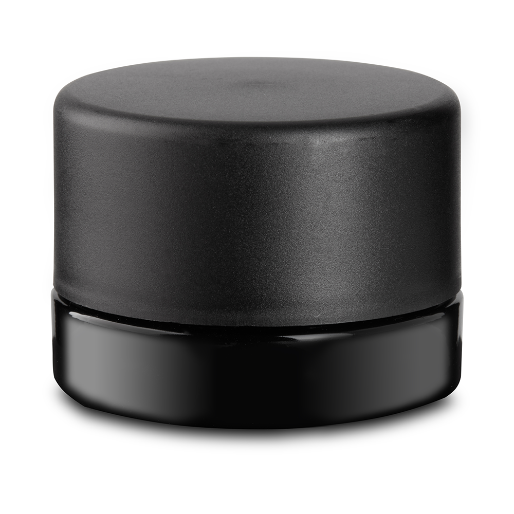 Black Plastic Lid black glass base 9ml round concentrate jar