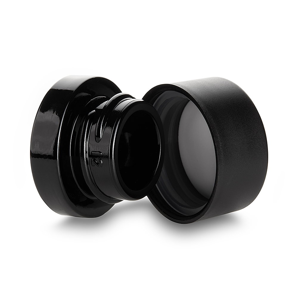 Black Plastic Lid black glass base 9ml round concentrate jar