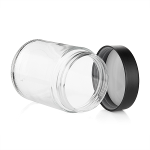 Black Lid Clear Base 18oz Flower Jar