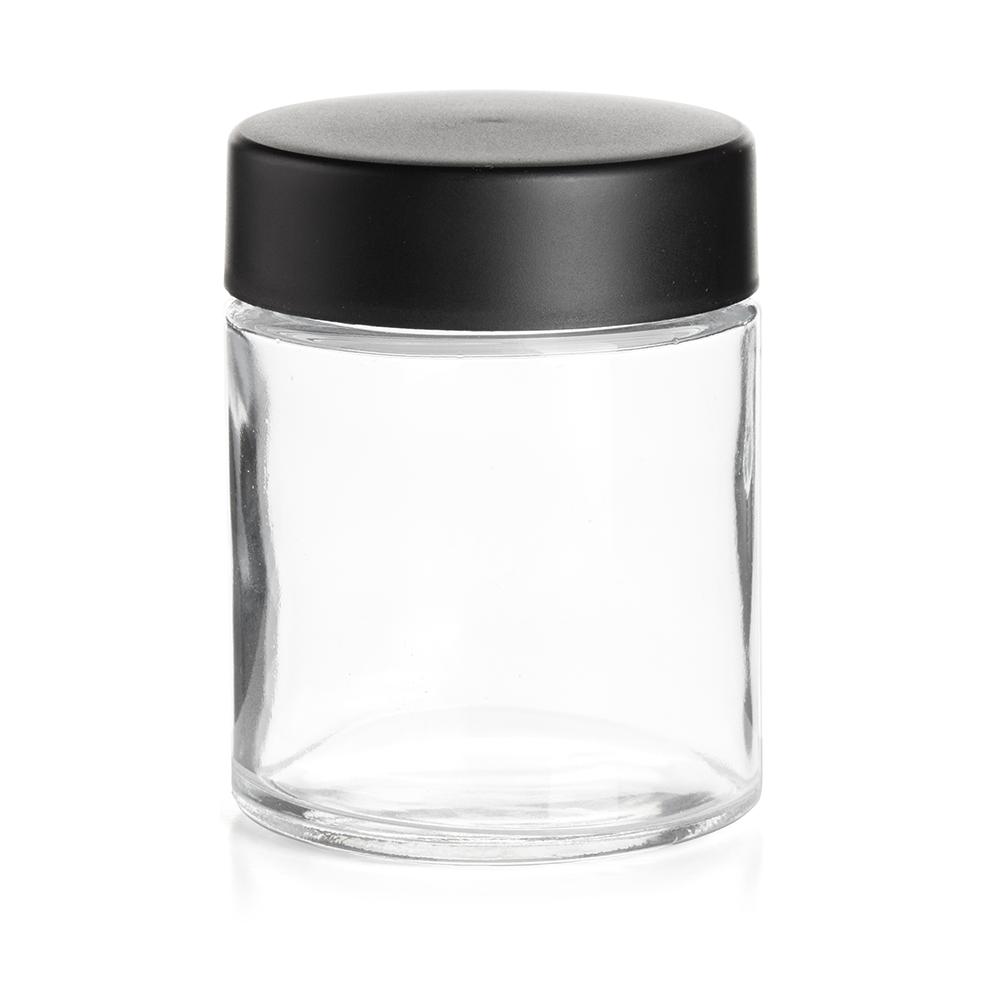 Black Lid clear base 4oz flower jar