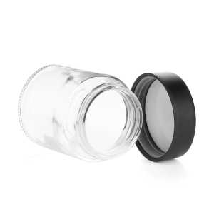 Black Lid Clear Base 4oz Flower Jar