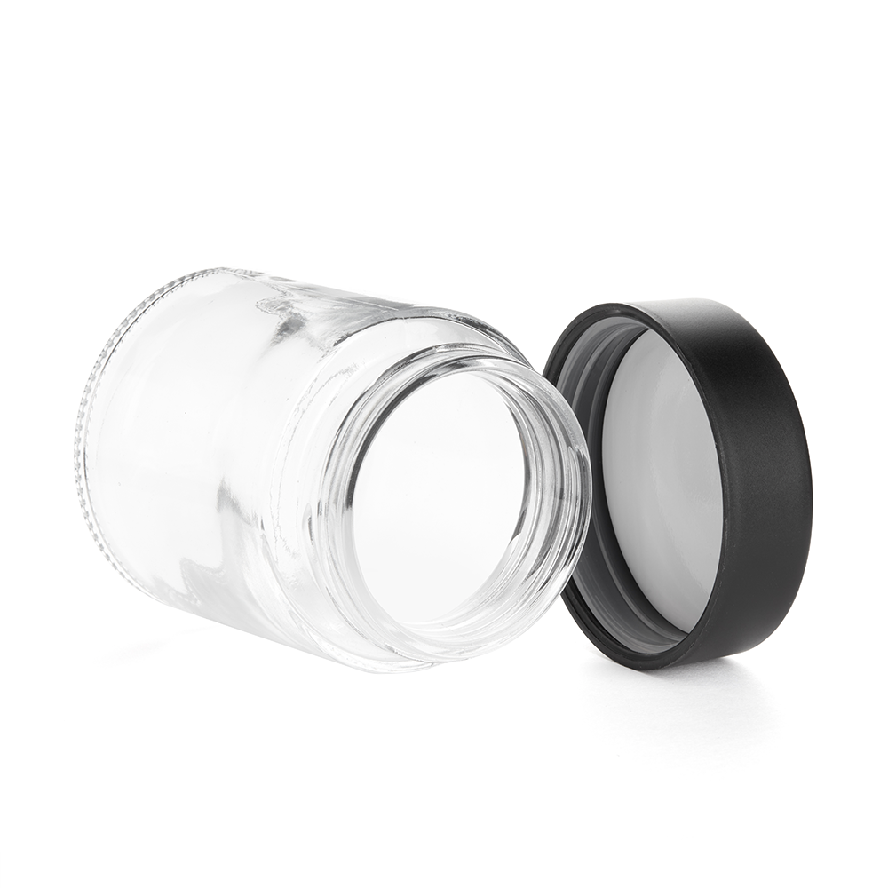 Black Lid Clear Base 4oz Flower Jar