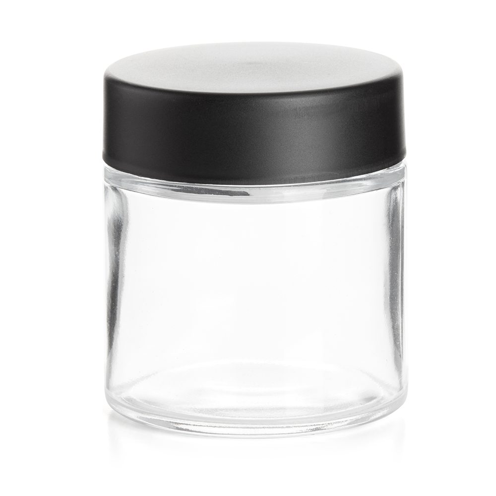 Black Lid Clear Base 3oz Flower Jar