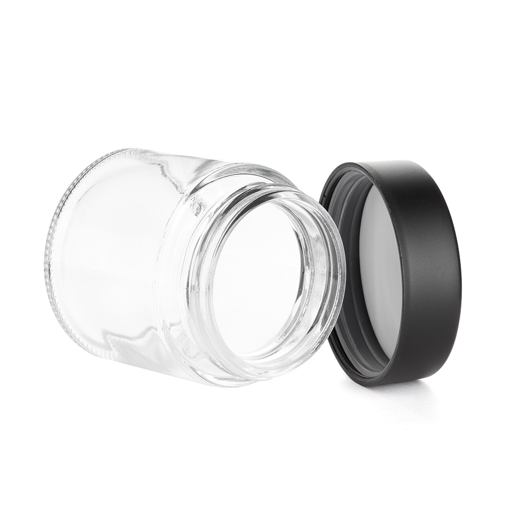 Black Lid Clear Base 3oz Flower Jar